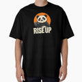 Rise Up – Determined Panda with Sunrise Burst & Bold Message by teevoxx