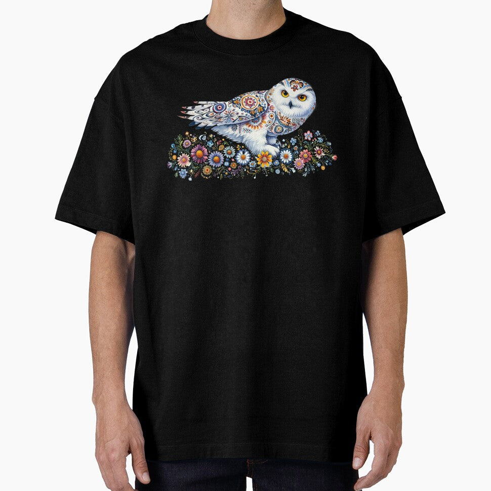 Scandinavian Folk Art blue and gold Snowy Owl by heidiannemorris © by FOLK ART FUSION by heidiannemorris
