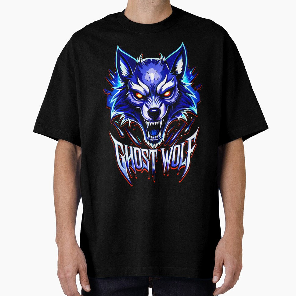 Ghost Wolf – Neon Blue Spirit of the Night by VikArtStudio