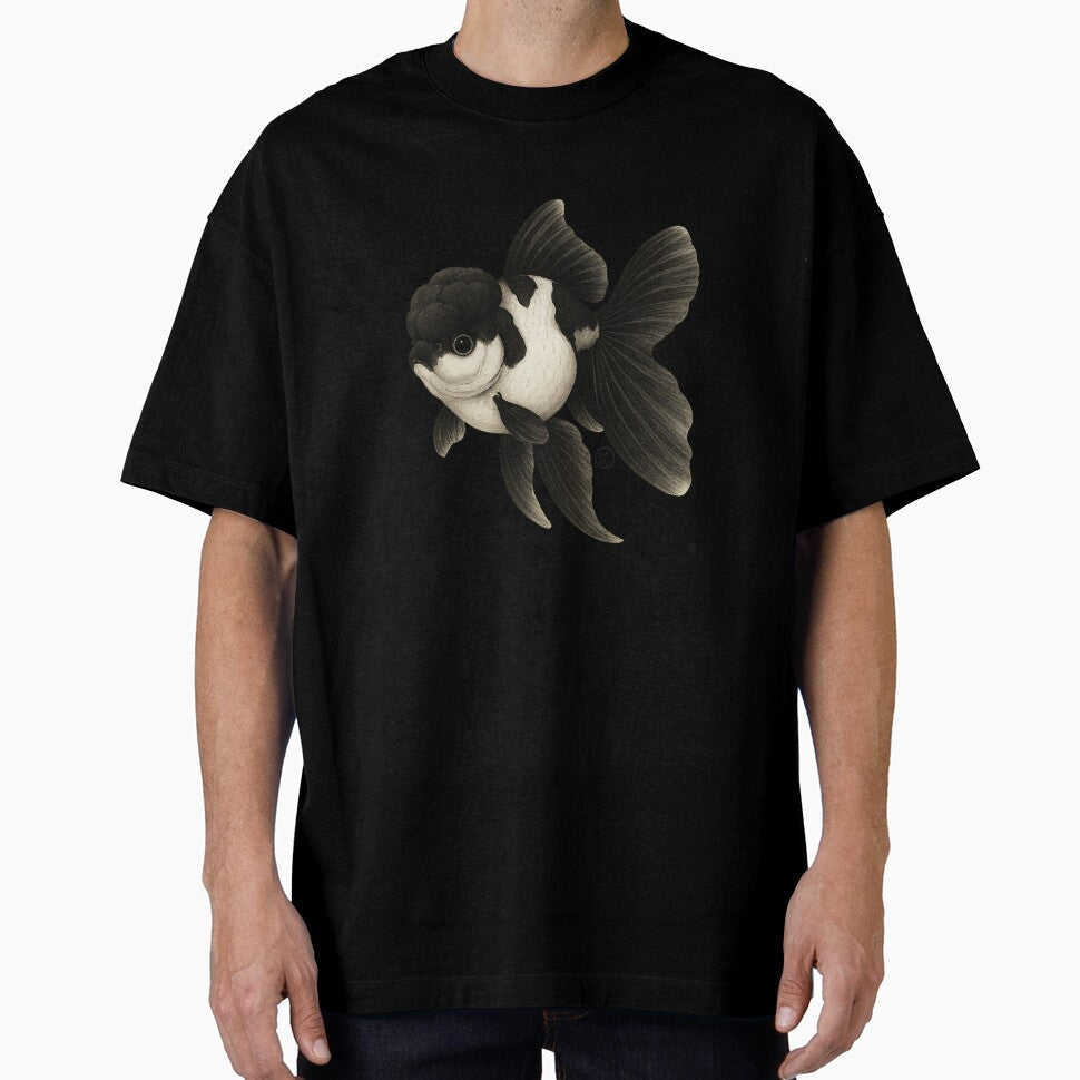Panda Goldfish - Black Oranda Goldfish - Vintage Japanese Style Kingyo by Kabuji Store