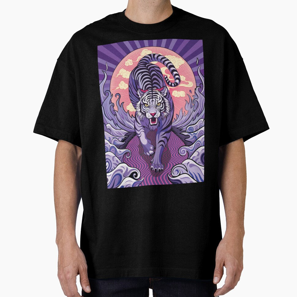 Vintage Sunrise Japanese Fierce Purple Tiger by FemmePod