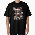 Hyper Realistic Christmas Rabbit Sticker with Lights and Santa Hat by tjnextgen99