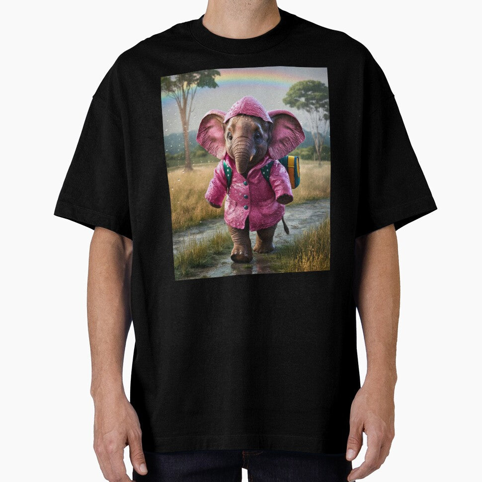 Elephant Portrait. realistic photo, baby elephant, pink rain coat by ElephantVibes