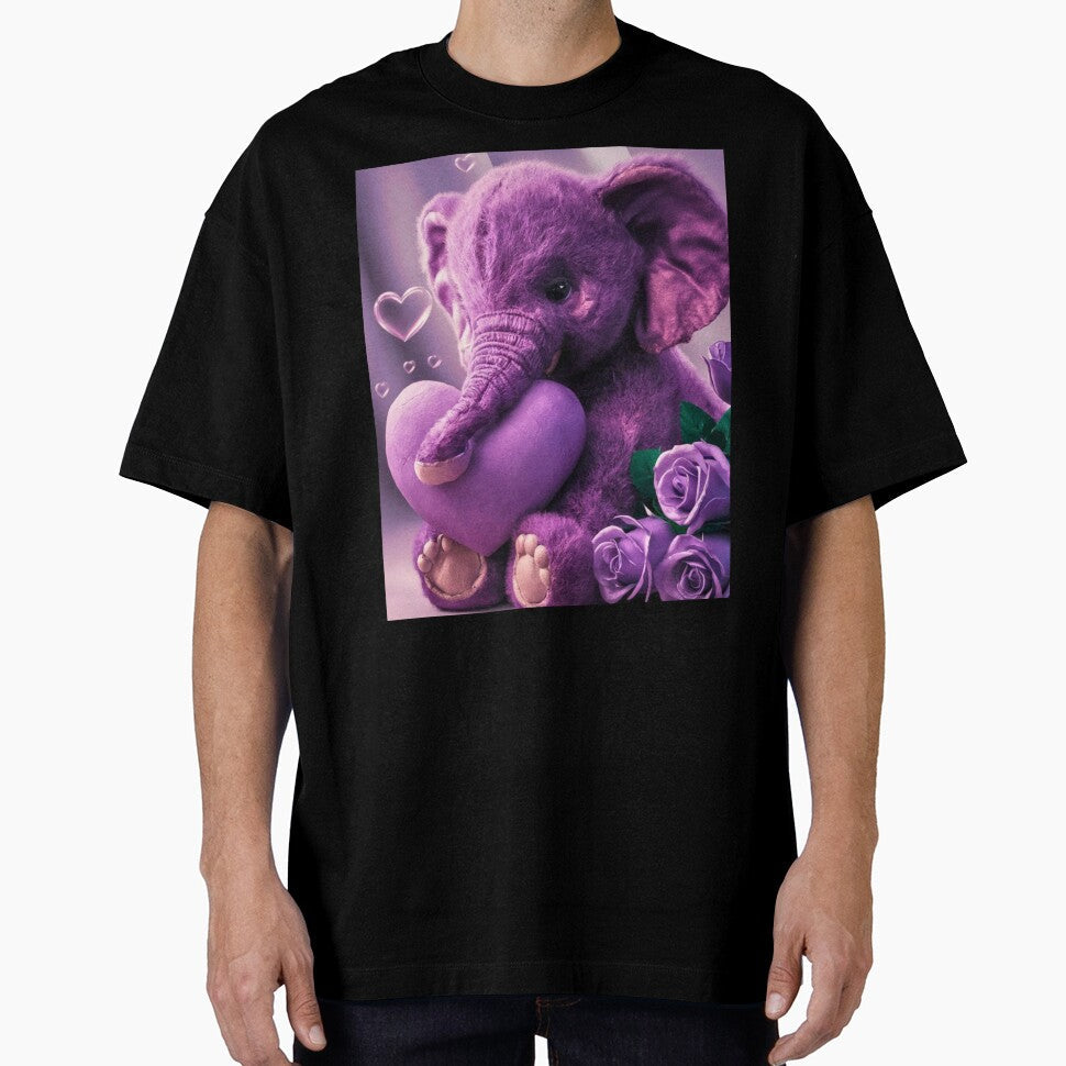 Elephant Portrait. plush elephant, purple heart by ElephantVibes
