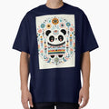 Adorable Panda Bear Surrounded by Folk Art Botanicals - Scandinavian Folk Art by heidiannemorris © by FOLK ART FUSION by heidiannemorris