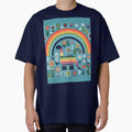 Cute Diplodocus Dinosaur with Rainbow and Flowers - Scandinavian Folk Art by heidiannemorris © by FOLK ART FUSION by heidiannemorris