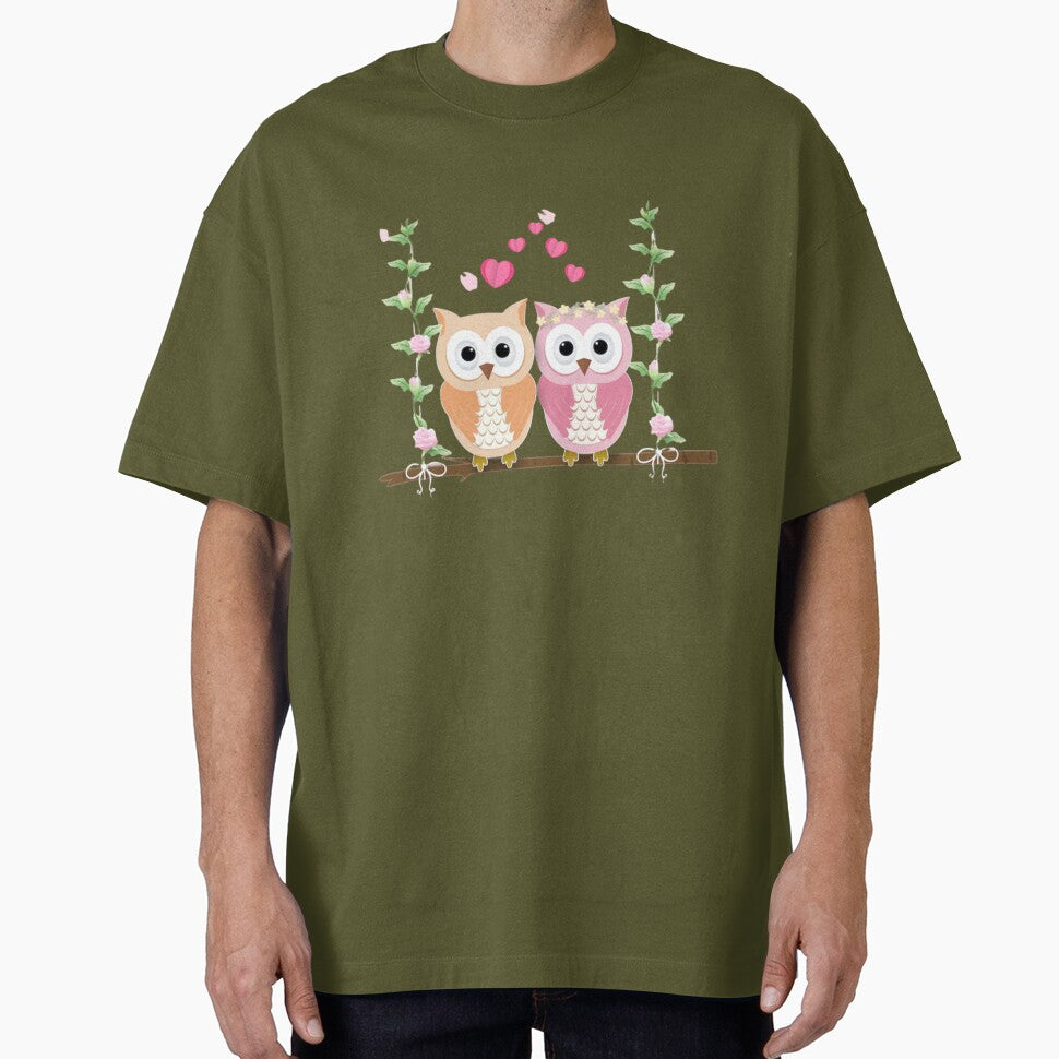 pair rosy owl design classic tshirt by anandsiva2703