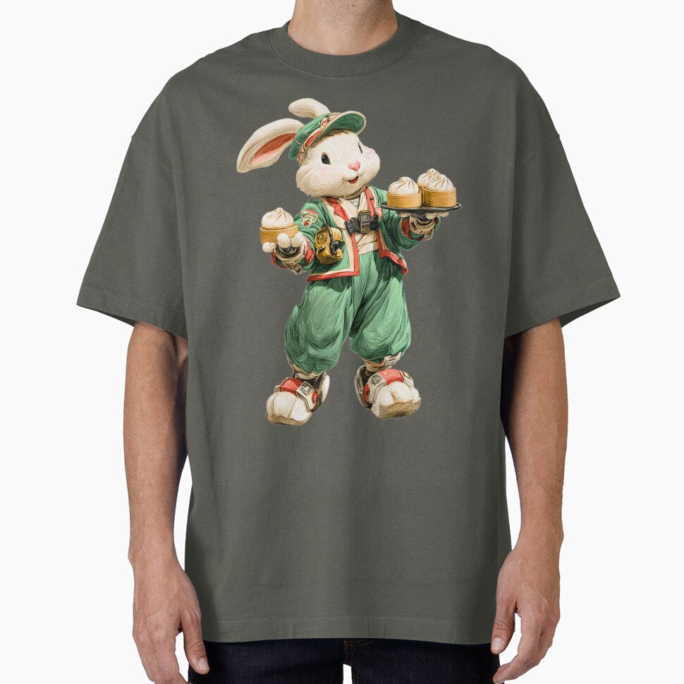 Dim Sum Courier Rabbit – Fantasy Food Delivery Bunny Identity Series Sticker by MYTHIC PEEL STICKERS