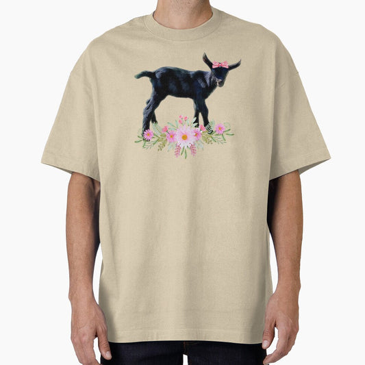Baby goat, adorable goat kid with bow and flowers by CritterCapers