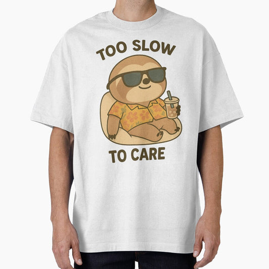 Too Slow to Care – Cool Sloth in Hawaiian Shirt with Bubble Tea by konthai.familyart
