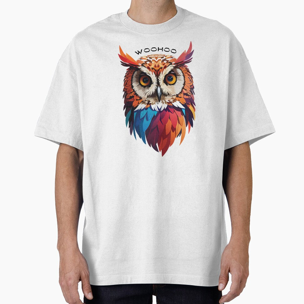 Colourful Owl with Woohoo word on her head by activlifewear
