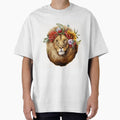 Lion with Flowers in Mane watercolor portrait painting of the lion by adlydesigns