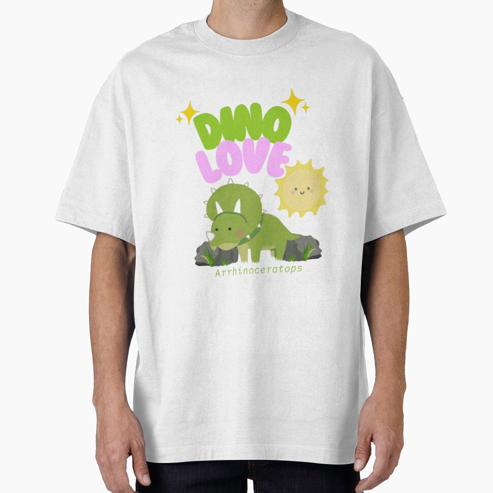 Dino Love – Cute Arrhinoceratops Pastel Dinosaur Illustration by B1NSU