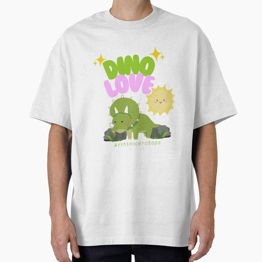 Dino Love – Cute Arrhinoceratops Pastel Dinosaur Illustration by B1NSU