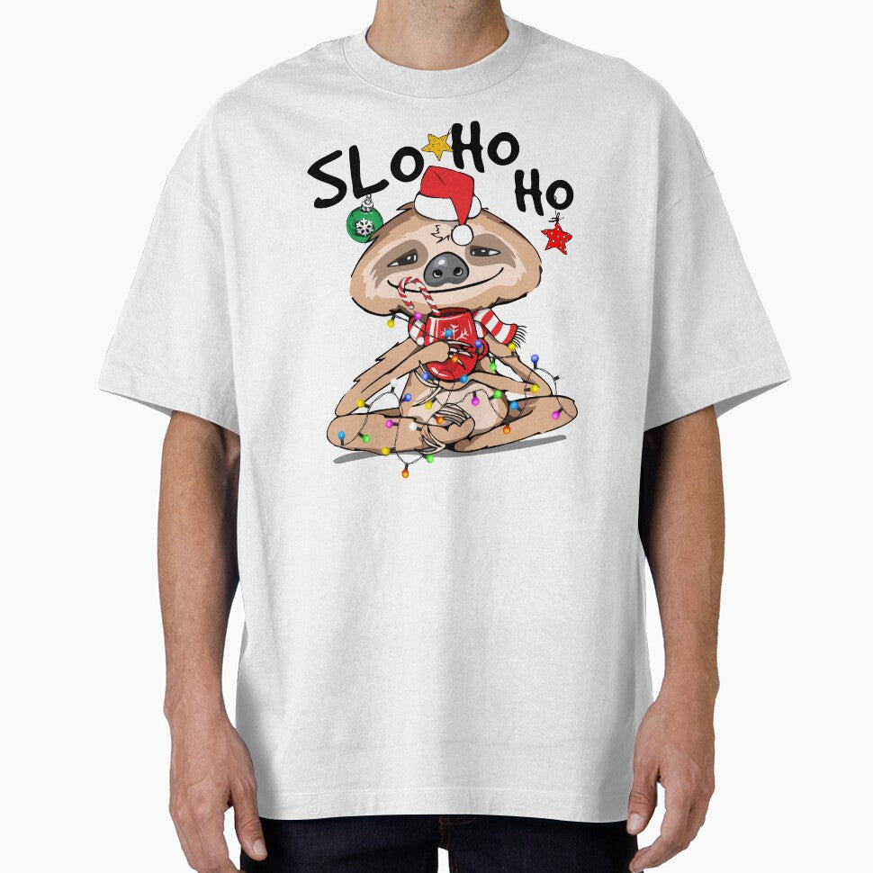 Funny Sloth Christmas Tshirt - Slo Ho Ho by SunsetGloww