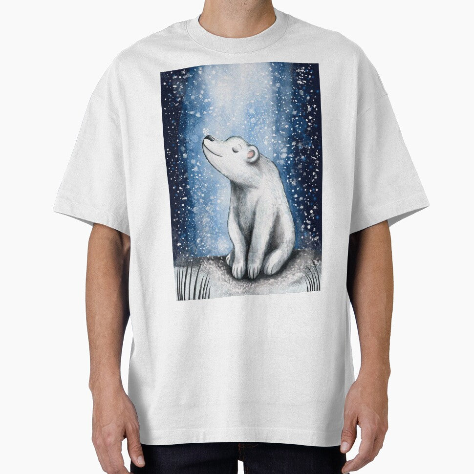 Polar Bear in the snow hand drawn illustration art by Vintage Designs +