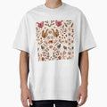 Hand drawn chicken floral in vintage style by Mnightsa