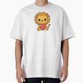 Cute Kawaii Lion Holding Heart Cartoon Illustration by Cute Stickers Machine
