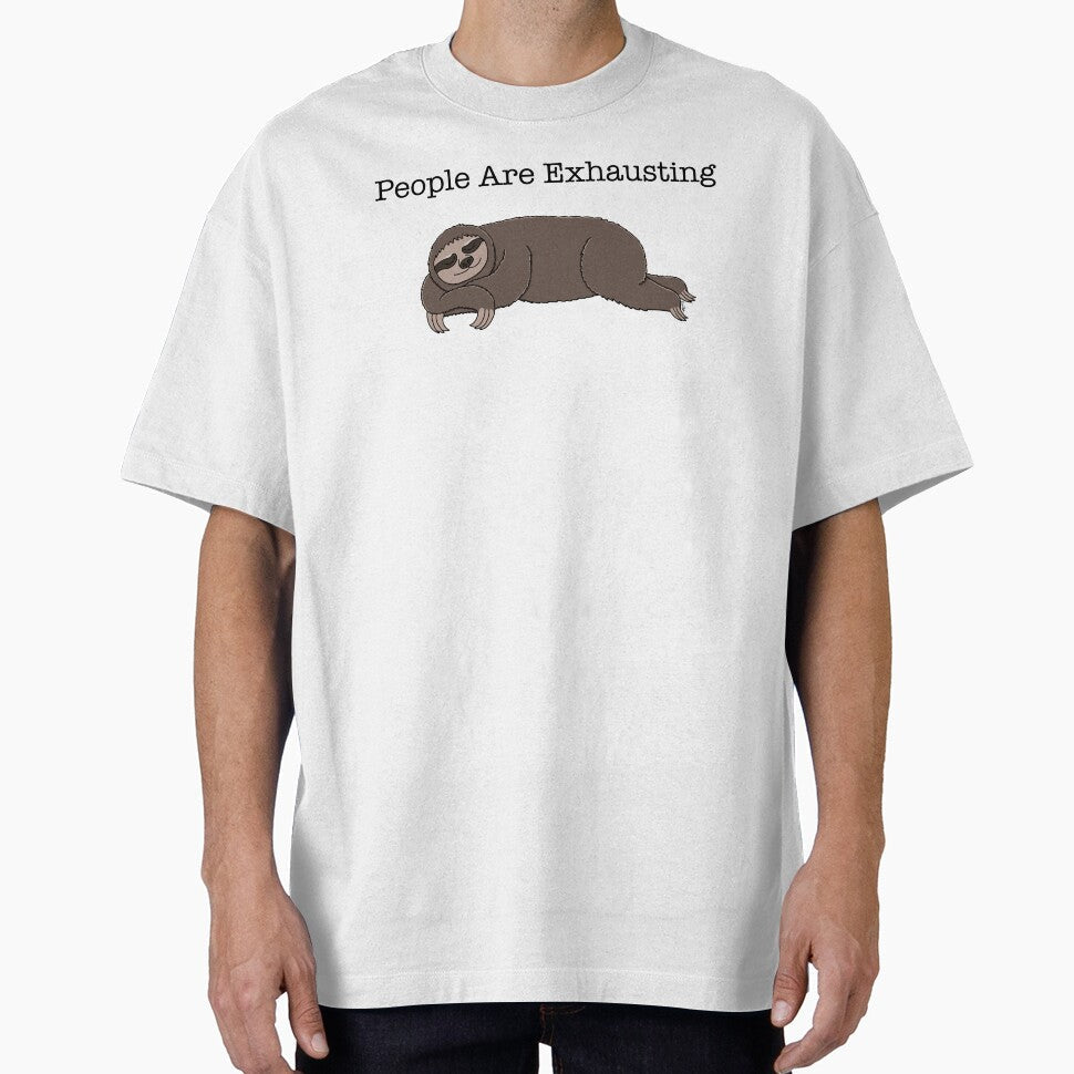 People Are Exhausting Sloth - Sleeping Sloth Cartoon - White Background by EcoElsa