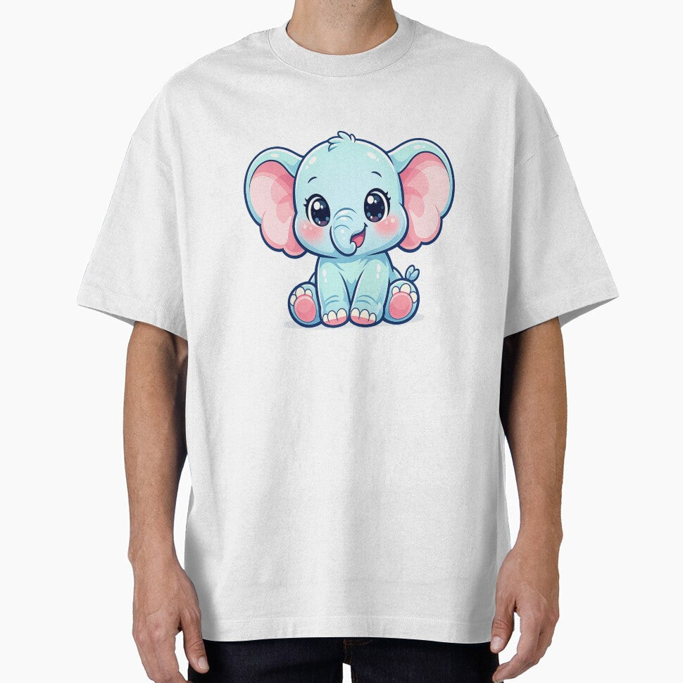 Cute Baby Elephant Cartoon Kawaii Animal – Adorable Elephant Sticker & Kids T-Shirt Design by ArtWaveStudio8