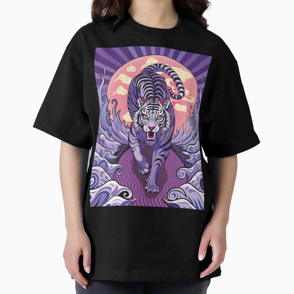 Vintage Sunrise Japanese Fierce Purple Tiger by FemmePod