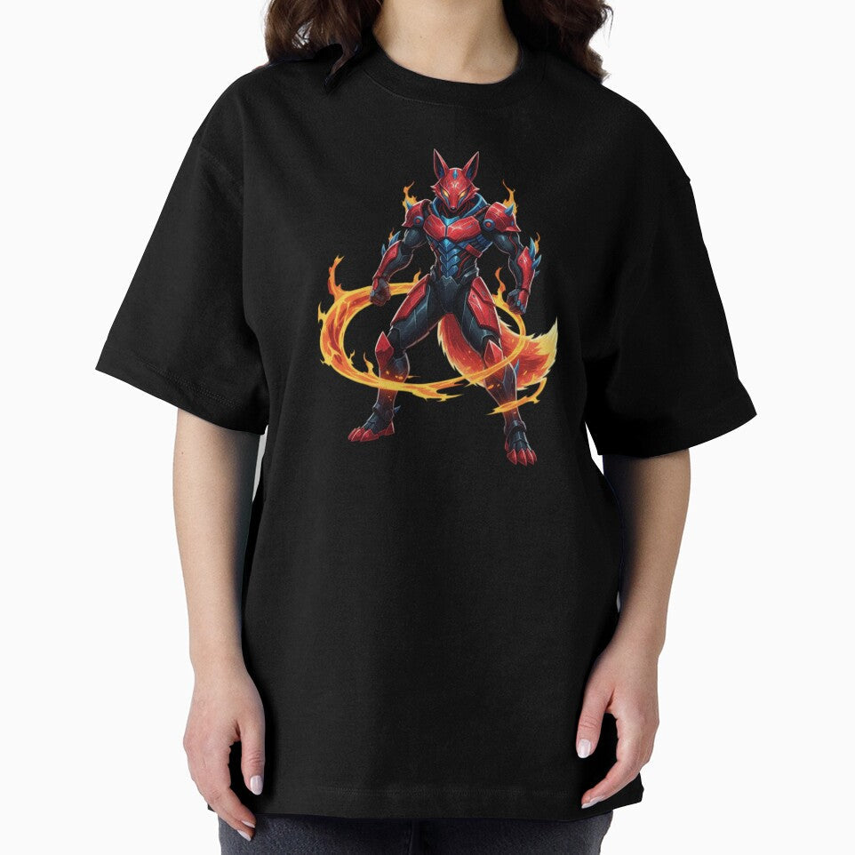 Flame Cyber Fox Warrior – Futuristic Fire Mecha Animal Art by FORYOUOFFICIAL