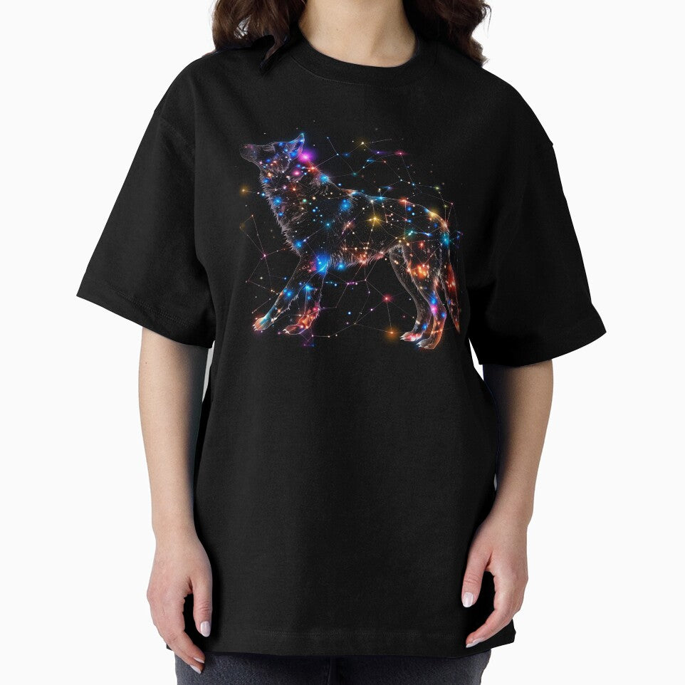 Constellation Wolf T-Shirt – Celestial Galaxy Wolf Design by PSYNOVA