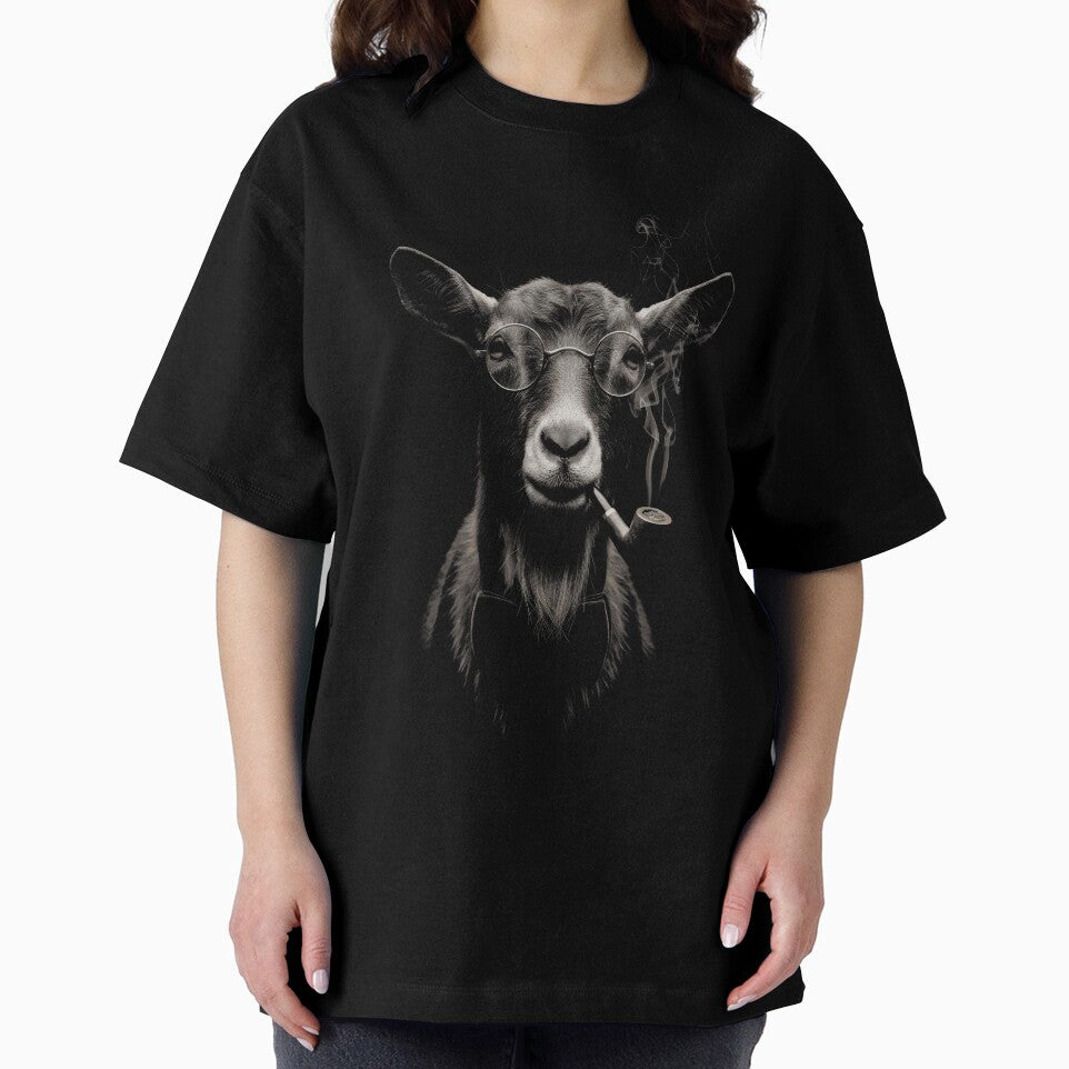 Hipster Goat Round Glasses Smoking Dark Monochrome Portrait by IvayloUzunov