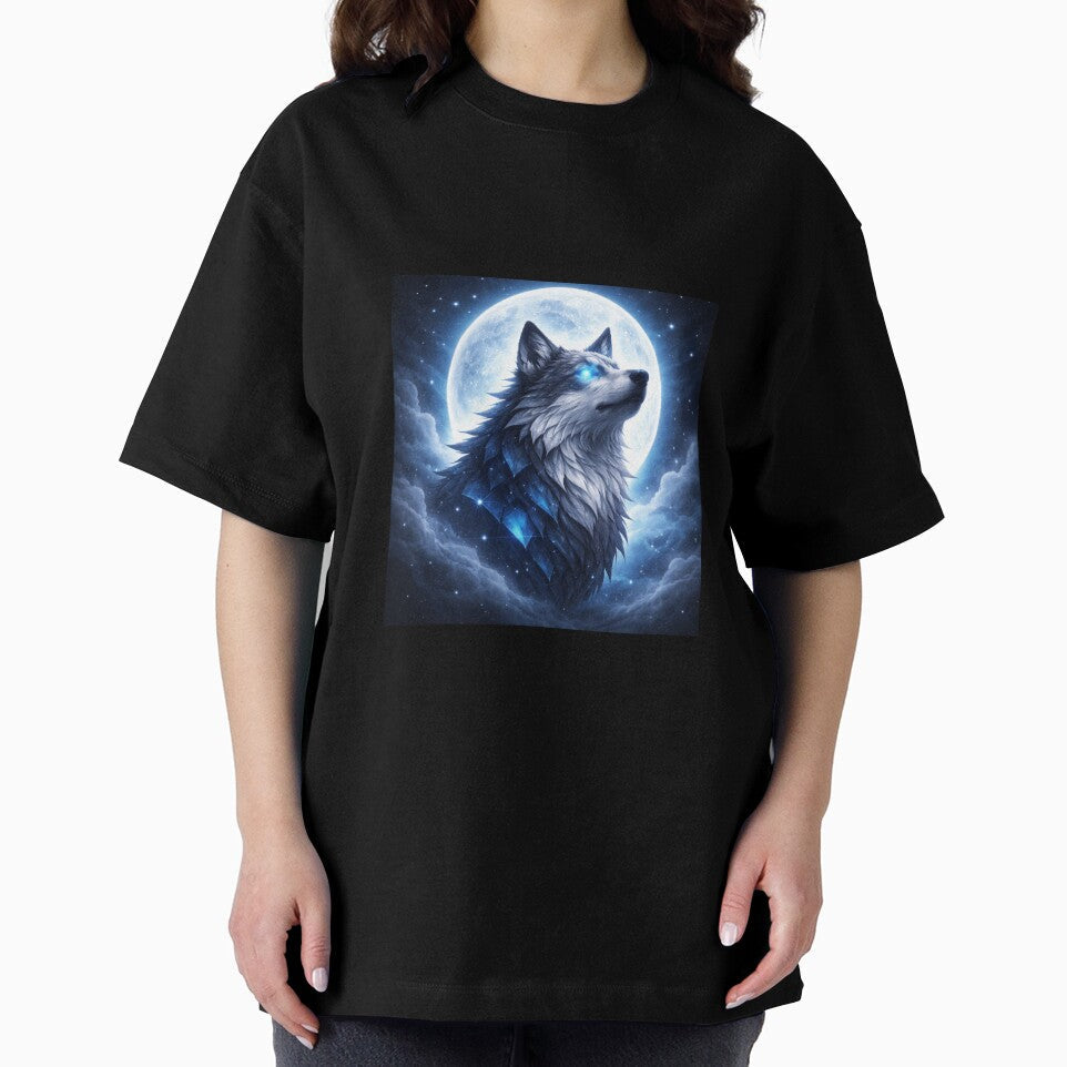 Moon Guardian Spirit Wolf – Celestial Wolf Art with Glowing Eyes by GeoWild Designs