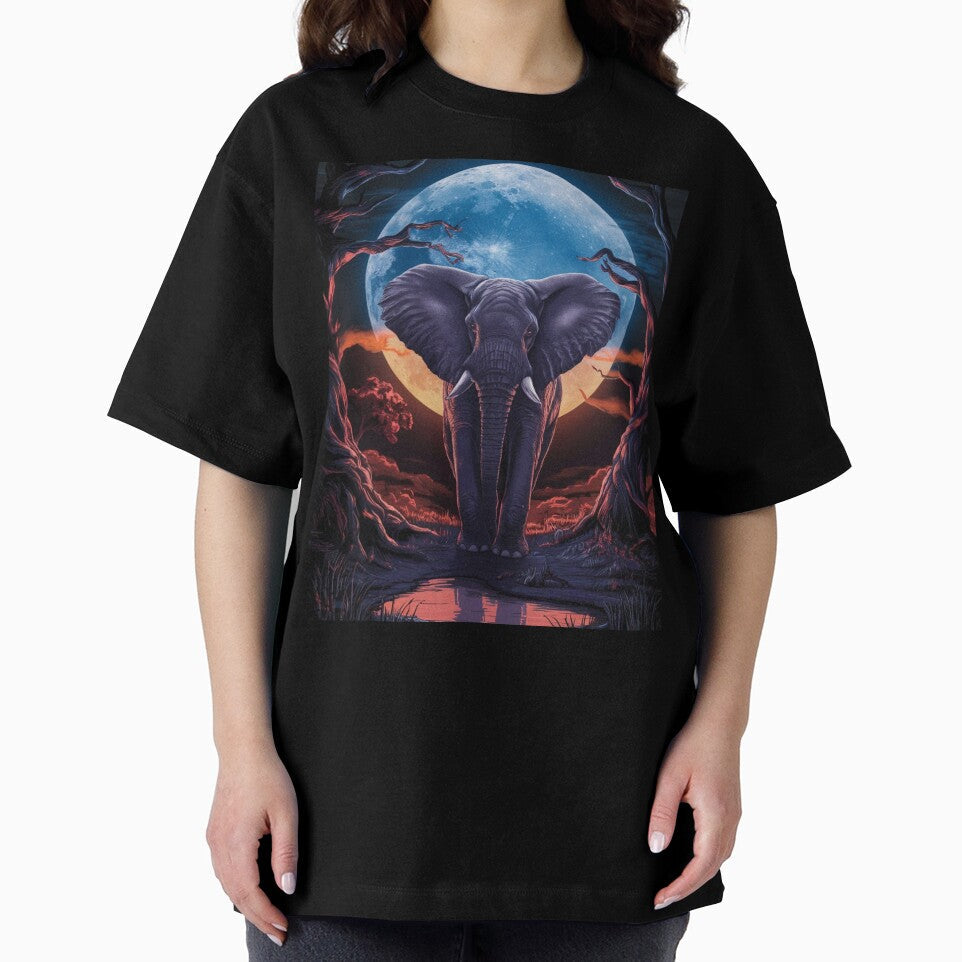 Elephant Portrait. night scene, blue moon by ElephantVibes