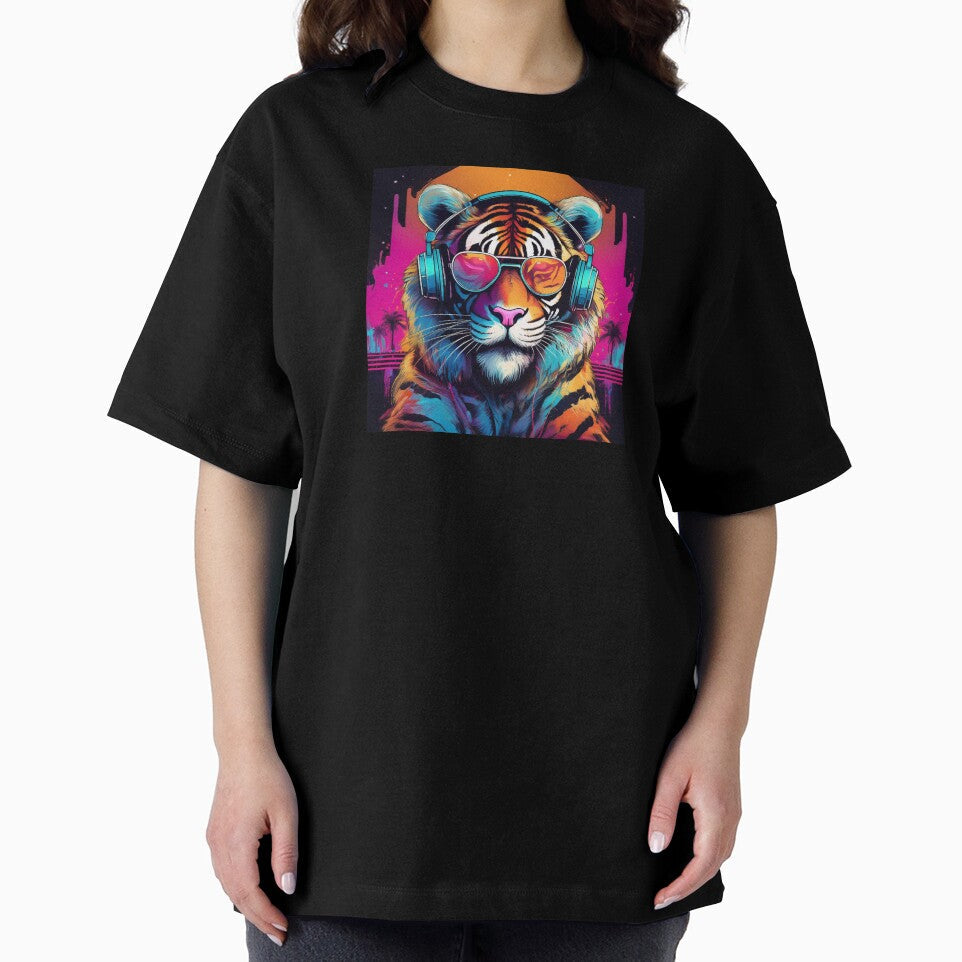 Tiger in Headphones and Shades Synthwave by Boxing Kangaroo Retail Company