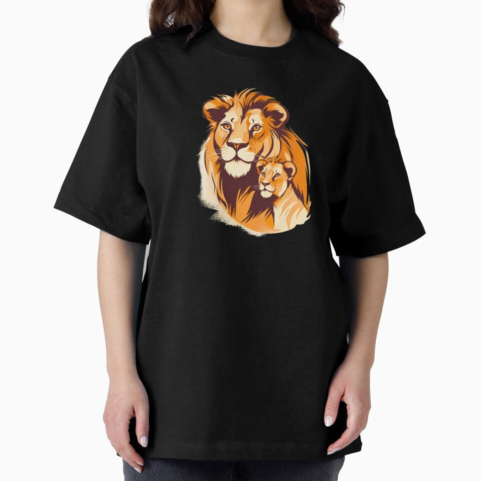 Adorable little young kawaii lion cub with lion father illustration by NBSStore
