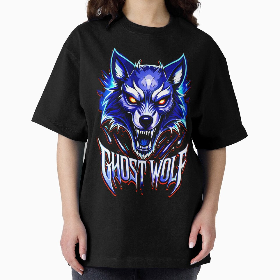 Ghost Wolf – Neon Blue Spirit of the Night by VikArtStudio