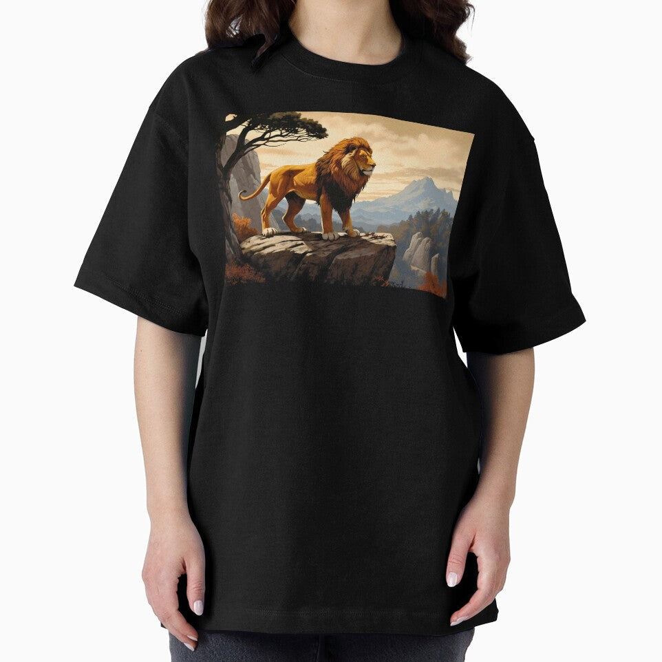 Lion king of the jungle, wild cat predator animal in tropical savanna wildlife nature artwork by NBSStore