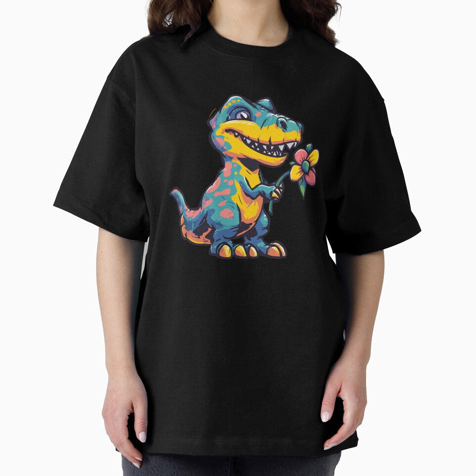 Cute Colorful Dinosaur Holding a Flower – Adorable Dino Art for Kids & Dino Lovers by DConcept