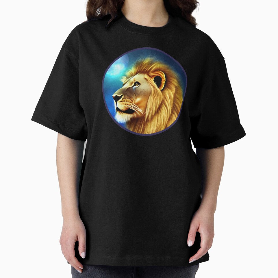African Lion Head with magical nature wallpaper by The Love Quill
