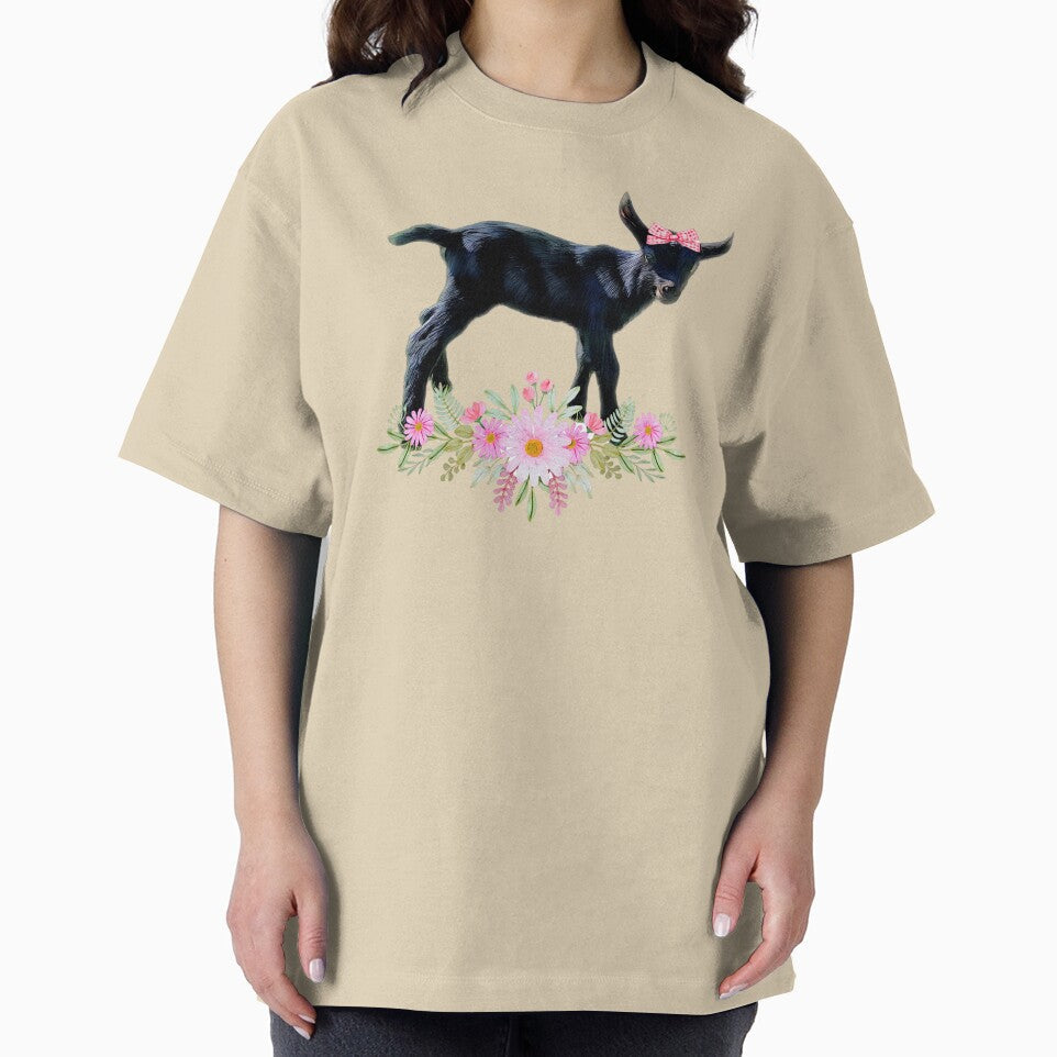 Baby goat, adorable goat kid with bow and flowers by CritterCapers