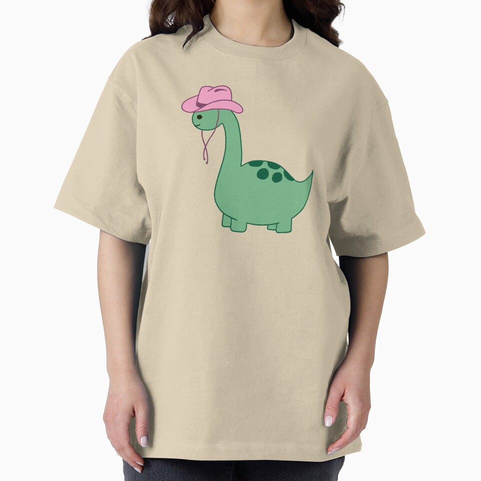 Green Dinosaur wearing a Pink Cowboy Hat by sfsart