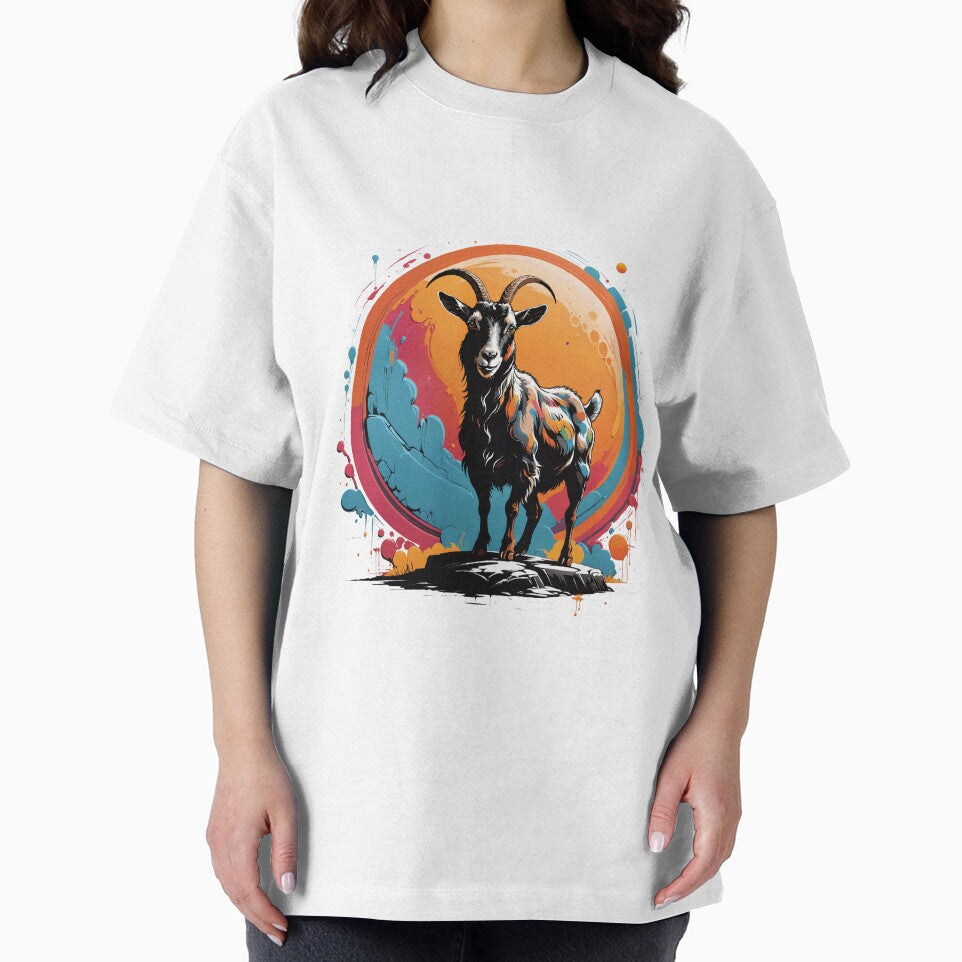 Colorful Goat Abstract Ink Billy Goat by BeeFigDesigns