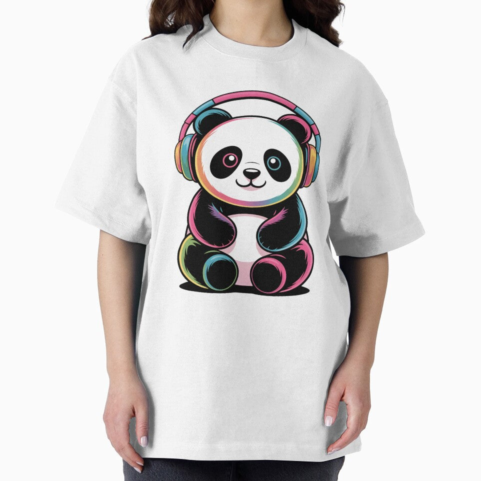 Cute Rainbow Panda with Headphones – Colorful Music Lover Panda Art by RBToper