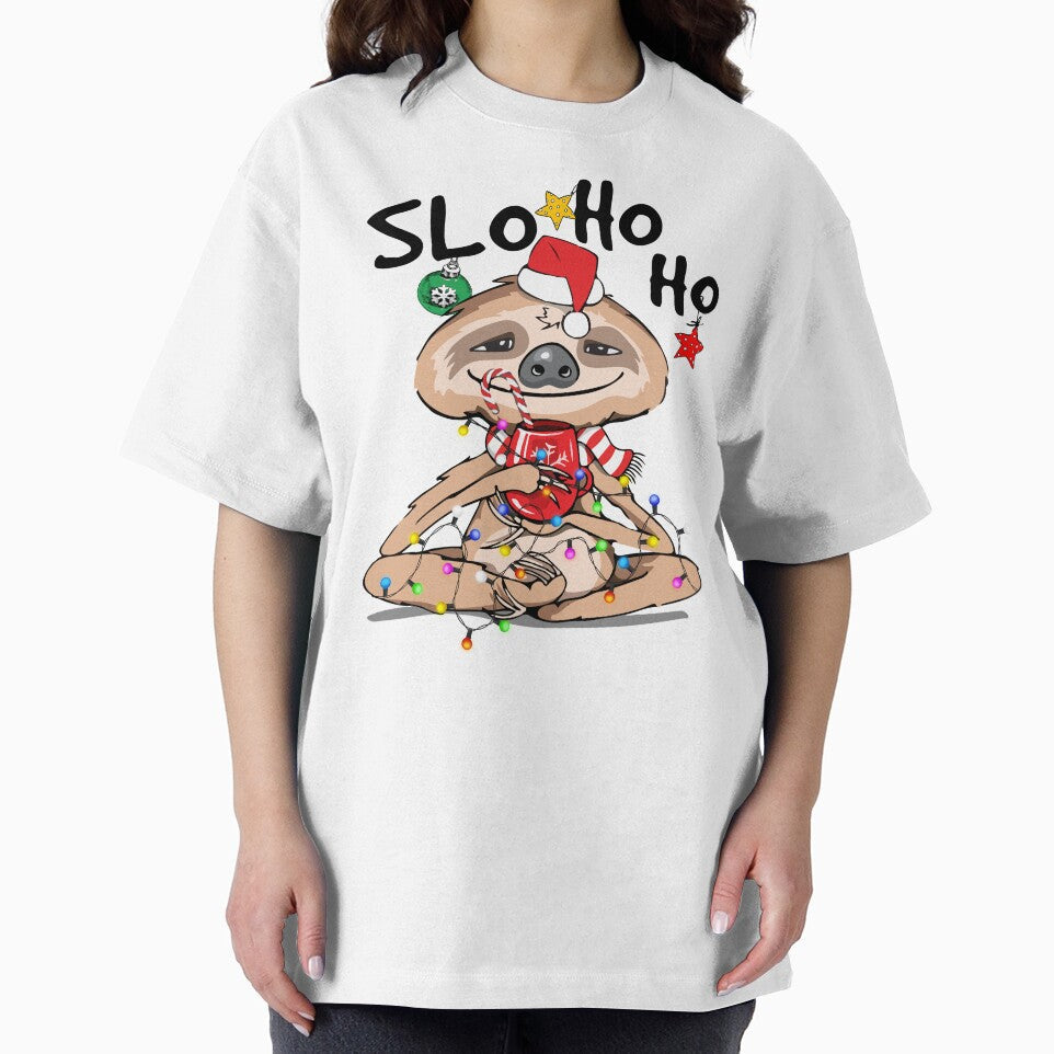 Funny Sloth Christmas Tshirt - Slo Ho Ho by SunsetGloww