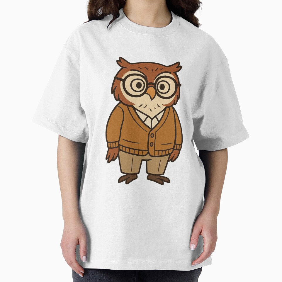 Wise Owl in Glasses and Cardigan – Cute Cartoon Style by Confuzz1ed