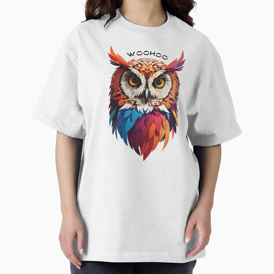 Colourful Owl with Woohoo word on her head by activlifewear