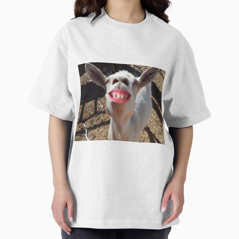 funny smiling goat by Stephanie  Skeem