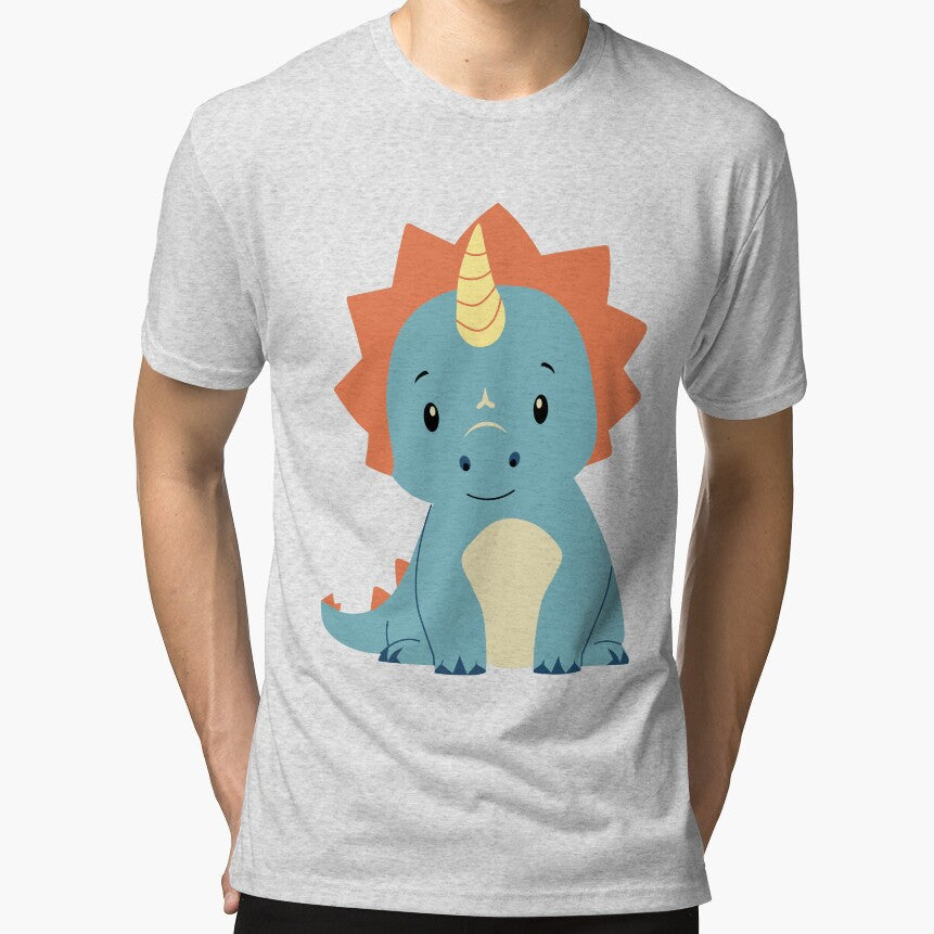 Cute Blue Triceratops Cartoon Art by IN Tales