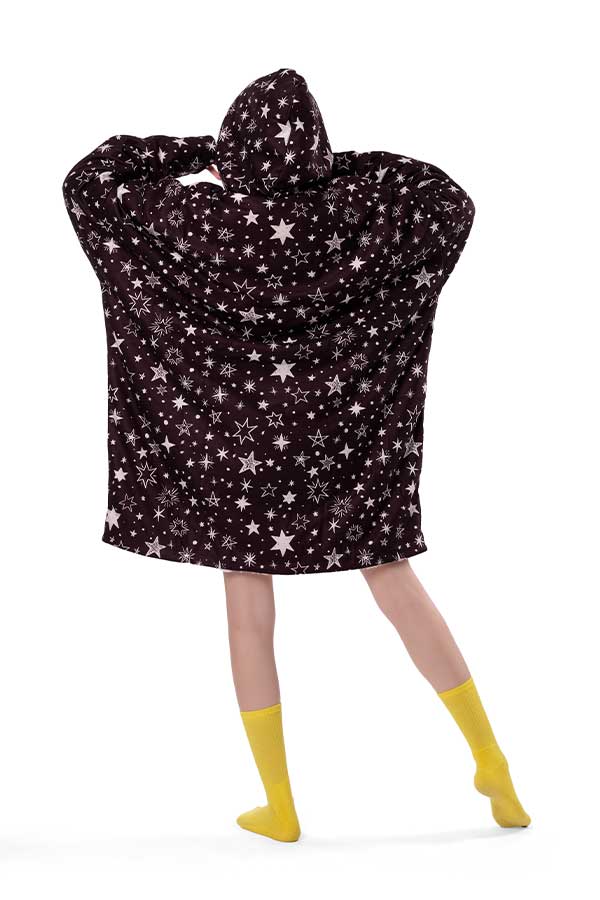 Stars Hoodie Blanket Black