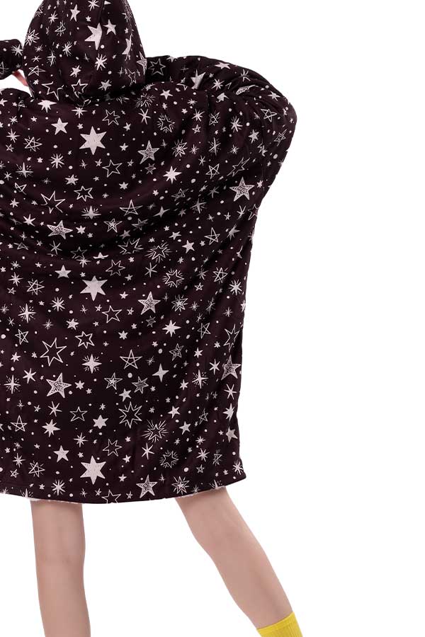 Stars Hoodie Blanket Black