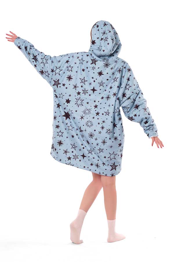 Stars Hoodie Blanket Blue