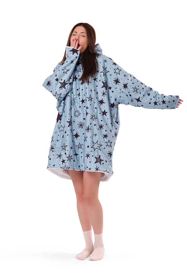 Stars Hoodie Blanket Blue