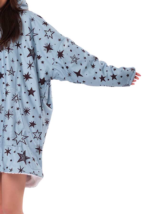 Stars Hoodie Blanket Blue